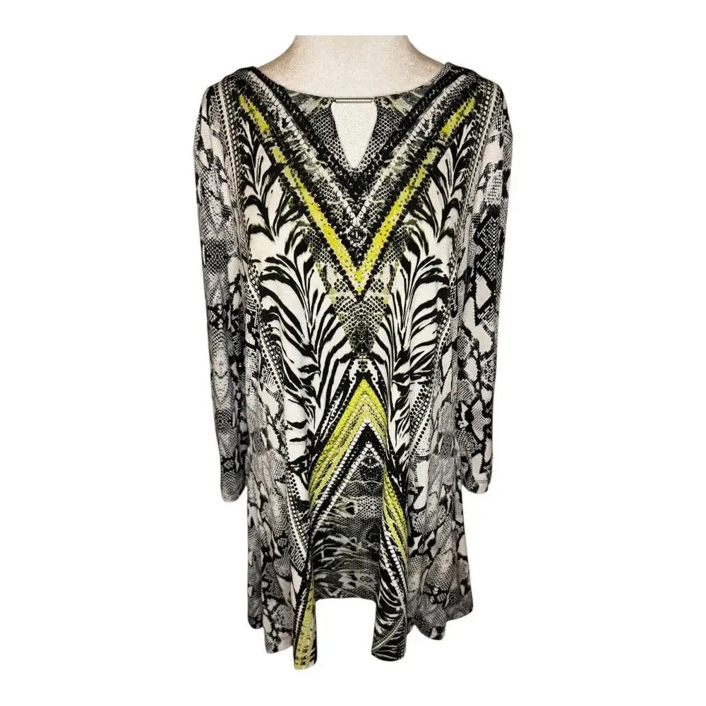 JM Collection Women's Geometric Print Blouse Multicolor Size Large‎